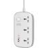 LDNIO SC3416 65W Power Strip with 3 Universal Outlets 4 USB Port Socket Power Socket with 2M Bold Extension Cord Surge Protector - White